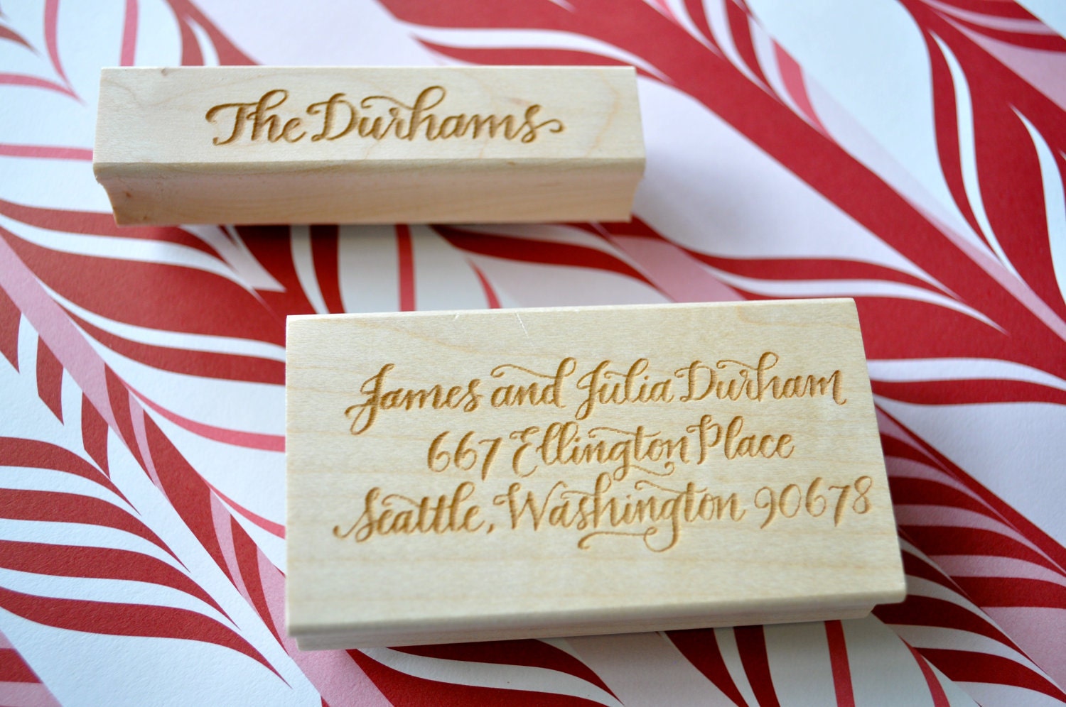 Custom Calligraphy Return Address and Stationery Stamp Set - Durham Lettering Style