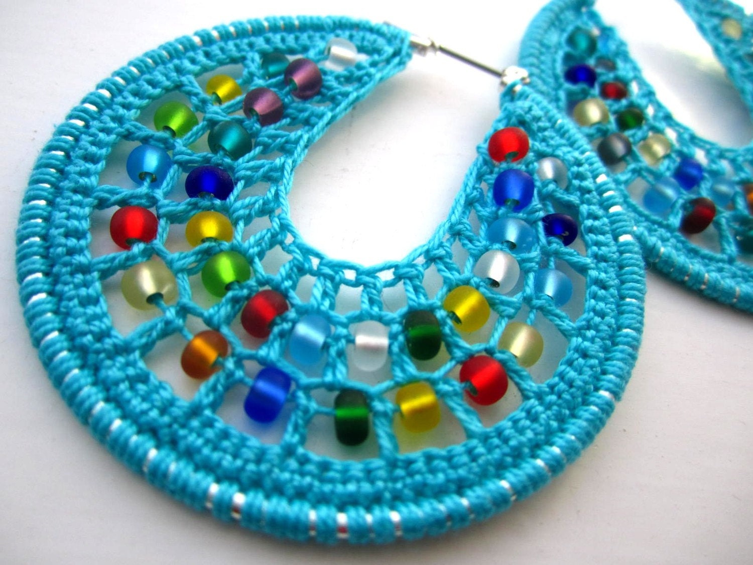 Crocheted hoops with beads