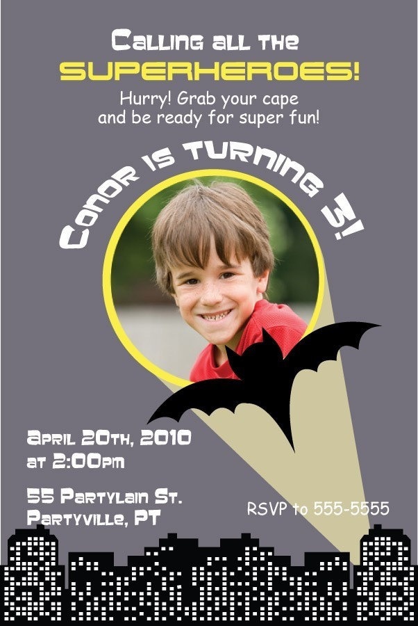Personalized Batman Birthday Party Invitations