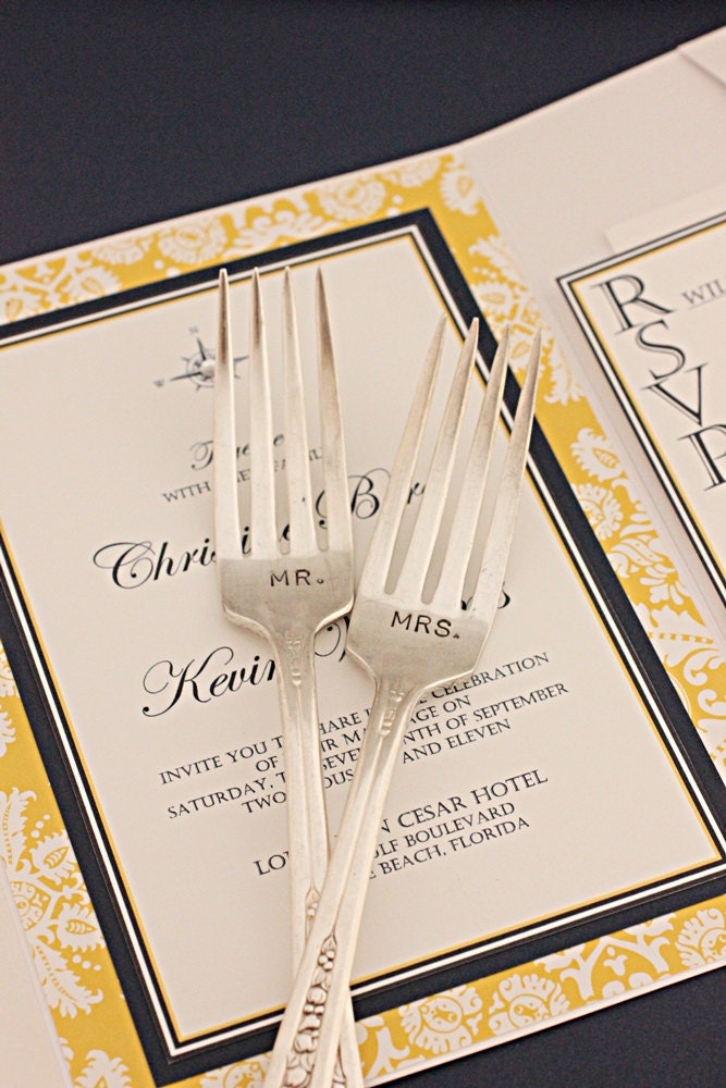 Mr. Mrs. Forks 1941 Priscilla Hand Stamped Wedding Forks. Gifts for the Bride and Groom Under 50 dollars