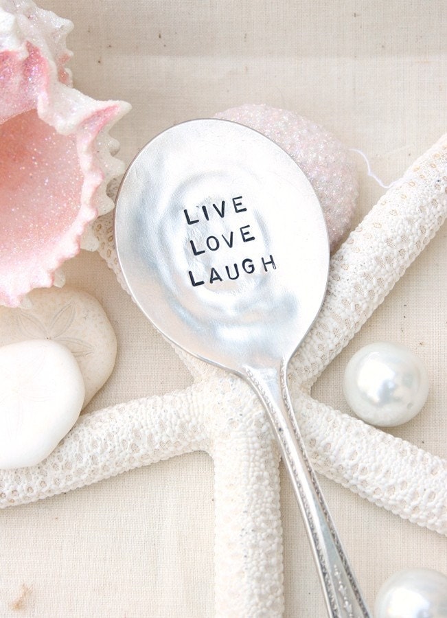Vintage silverware garden marker live love laugh silver plated flatware inspirational