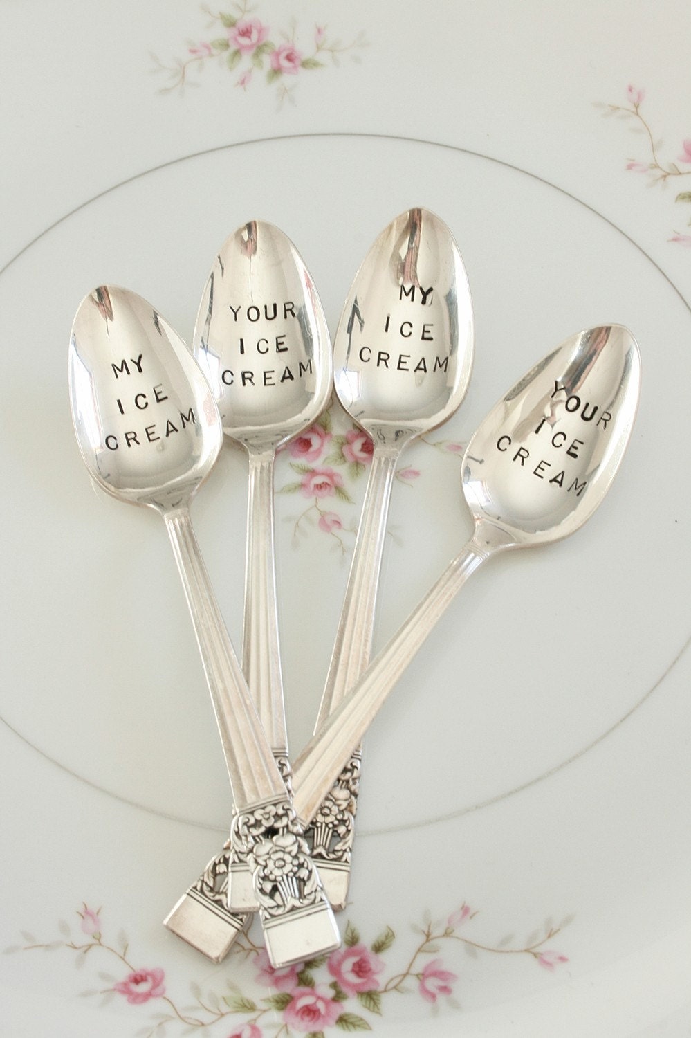 Vintage my ice cream your ice cream silver plated spoon set  recycled  flatware  beachhouseliving  on etsy