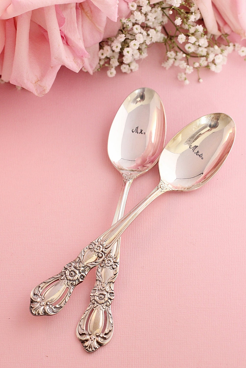 Wedding Silverware 6 Piece Set Reception Place Setting hand stamped silver plate  Heritage 1953  OOAK