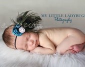 Peacock Feather  Headband  Newborn thru  Adult  Available Perfect for  Newborn Photo Session Prop