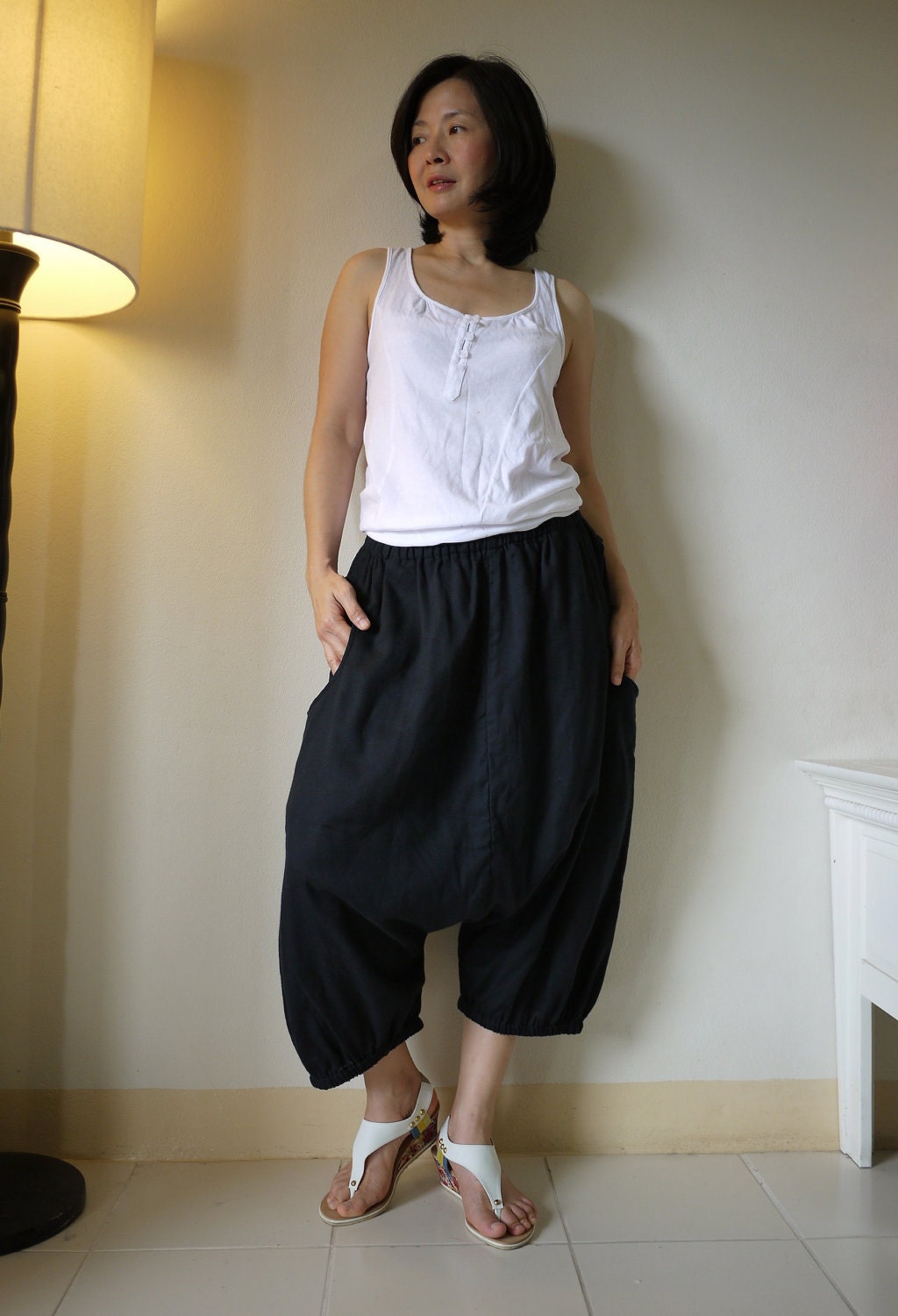 Enjoy Your Day - Azo Free Black Double Gauze Cotton... Unisex Pants