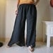 Summer Vacation - Black Light Cotton Wide Legs Pants