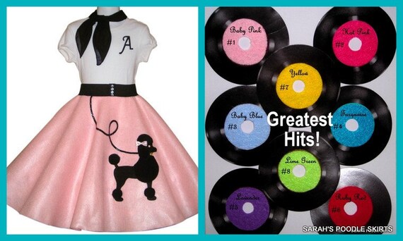 Girls Size S 4-5-6 Custom Made Patty Poodle Skirt and Scarf Set Your choice of Color
