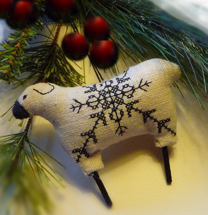 Blackwork Nordic Sheep Christmas Cross stitch Ornament