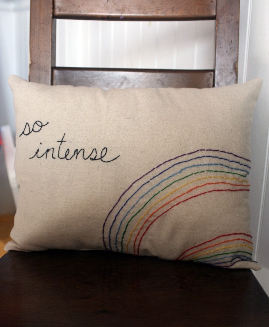 Double Rainbow intense throw pillow
