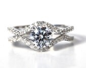 CUSTOM Made For YOU - 1.45 carat Round - Diamond Engagement Ring 14K white gold - Split Open Double Shank - Weddings- Luxury- Brides