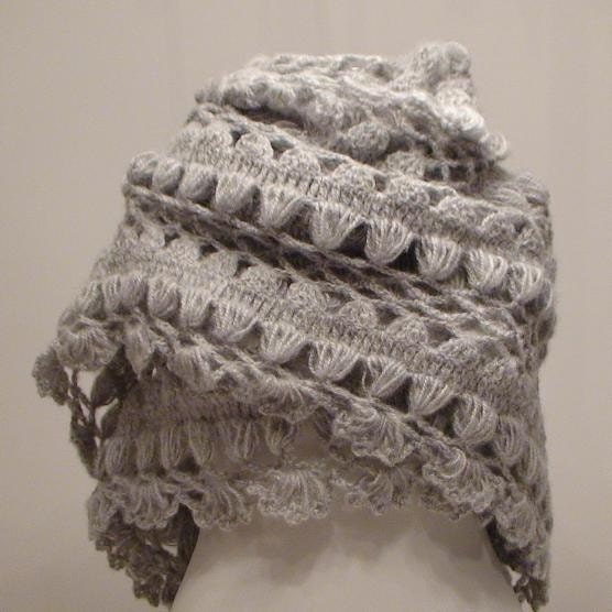SUPER SALE Triangle Shawl - Gray Mohair Hittite Handmade Shawl