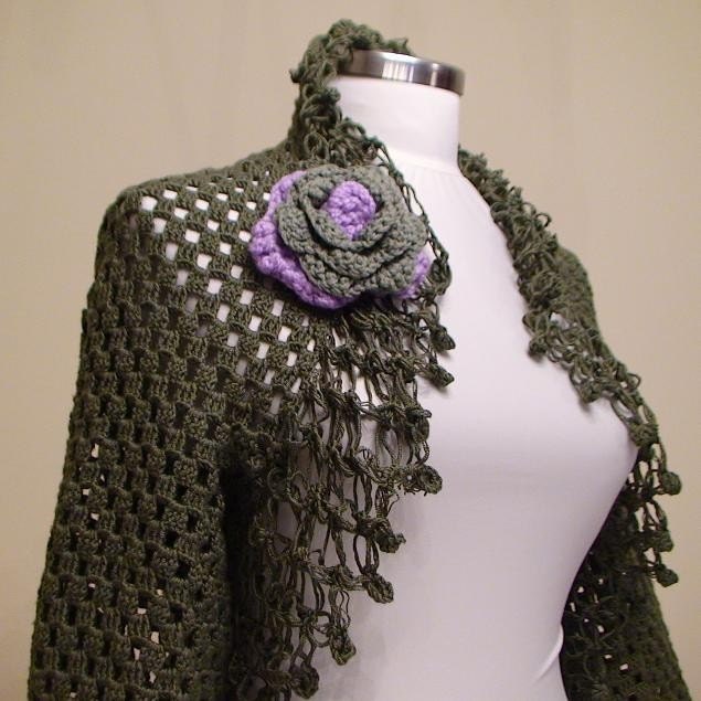 Handmade Shrug - Green Organic Cotton Rumba Shrug