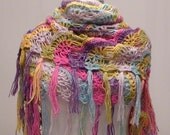 SUPER SALE Rainbow Warm Mohair Handmade Shawl