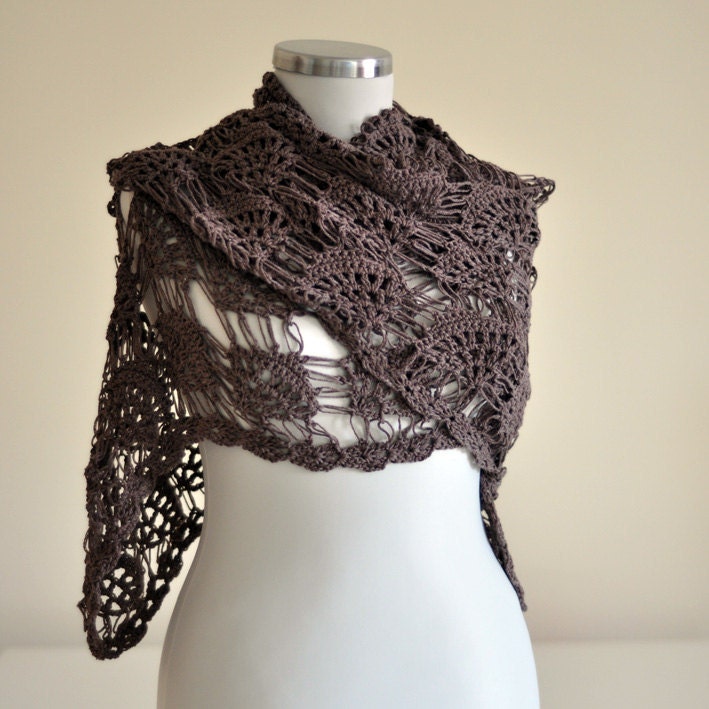 SUPER SALE Brown Organic Cotton Shawl New Color