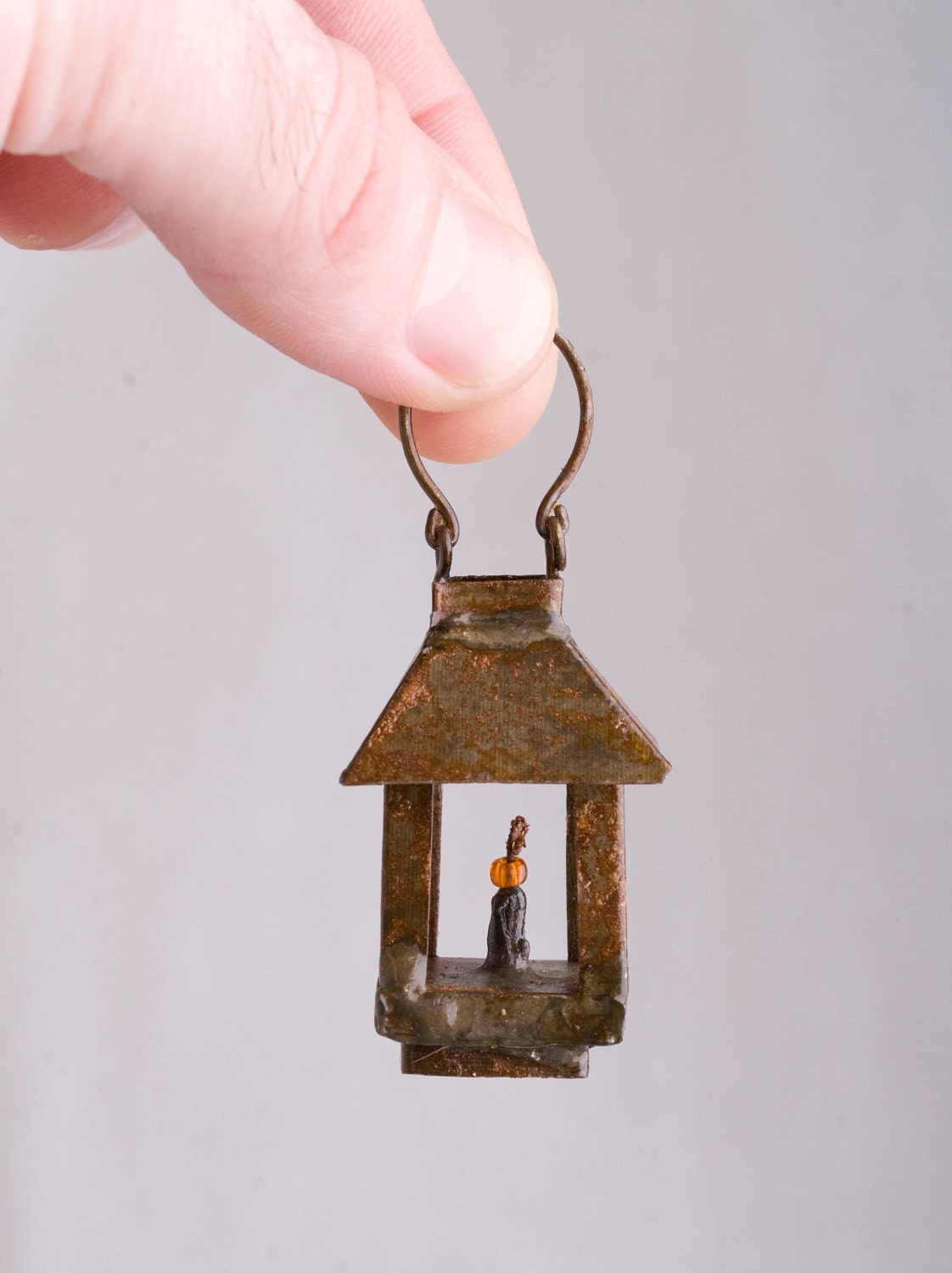 Miniature Metal Lantern for Terrarium or Dollhouse