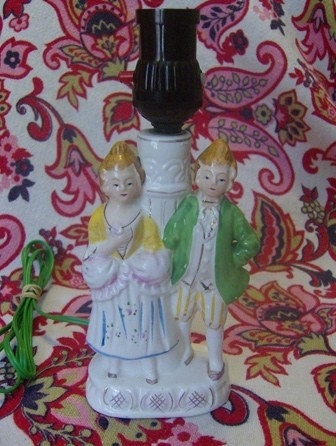 Victorian Couple Boudoir Lamp Vintage Fairyland Japan