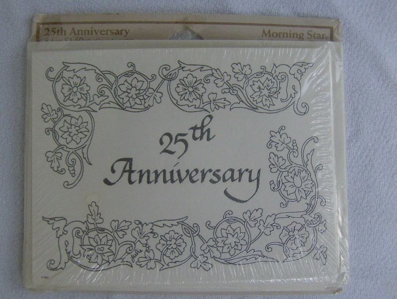 25th Anniversary Invitation Cards Vintage pack of 8