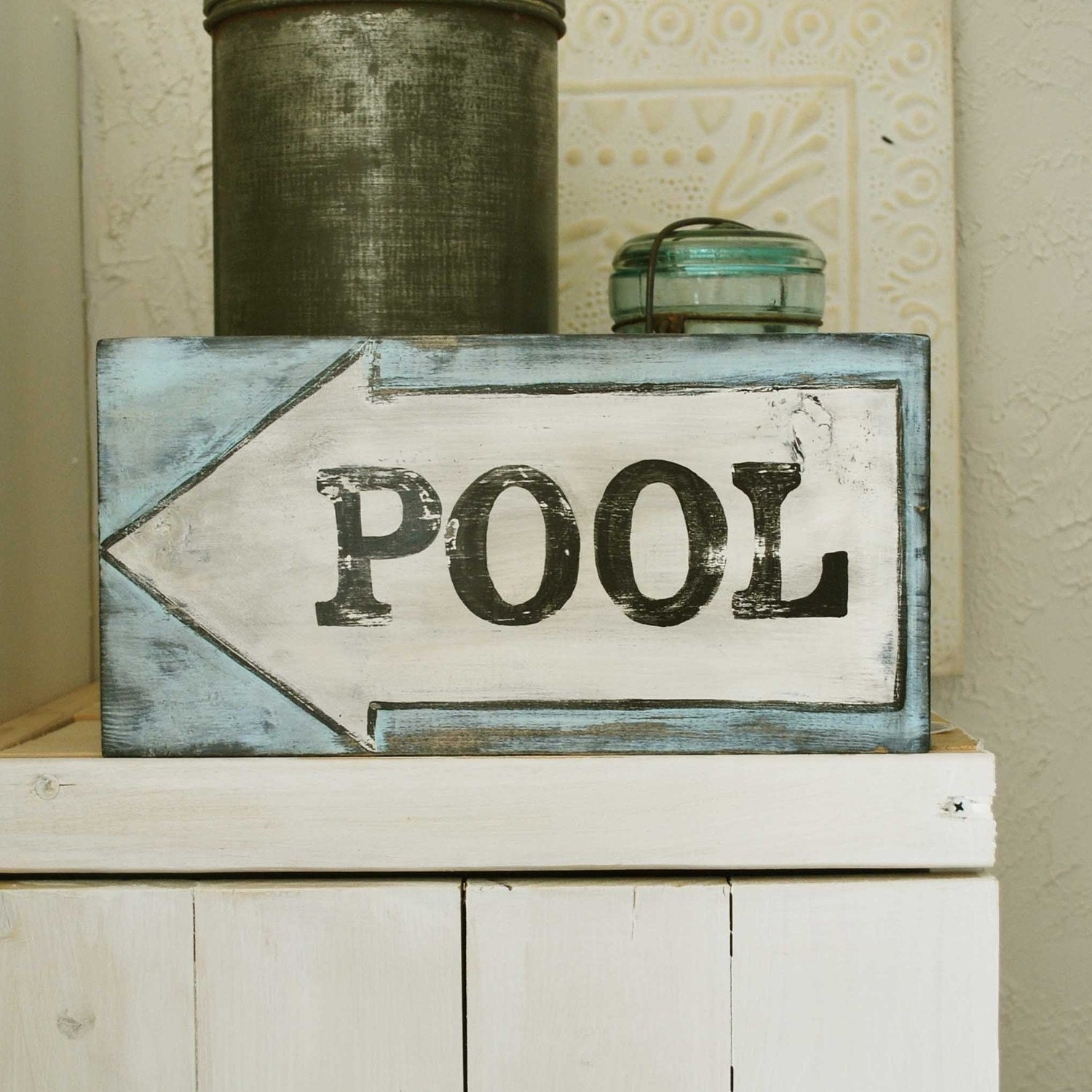 Vintage style POOL sign