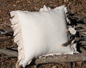 French Country Chic Raw Edge Ruffled Muslin Pillow  16"x16"