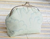 Mindy Clutch - Medium - Teal Blue Asian Clouds (Upcycled Materials)
