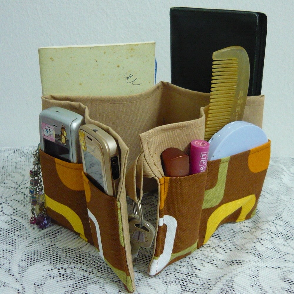 20 inch / 6 pockets Purse / Bag Organizer Insert - (small) Retro Brown