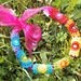 Set Of 7 Rainbow Crochet Mandala Bridesmaid Rings With Gold Holographic Sequin