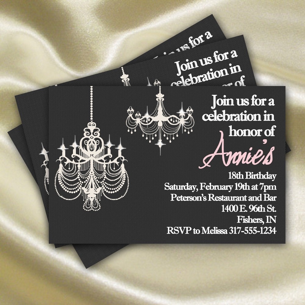 Elegant Chandelier Birthday invitation DIGITAL FILE