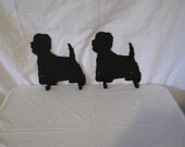 Westie 2 Hook Leash Holder Dog Metal Wall Art Silhouette Set of 2