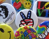 24 Pin Pack GROOVY BUTTONS-Colorful Hippie Peace and Love Pins 24 Button Pack 1.25 inch Quality Pin-Back Buttons