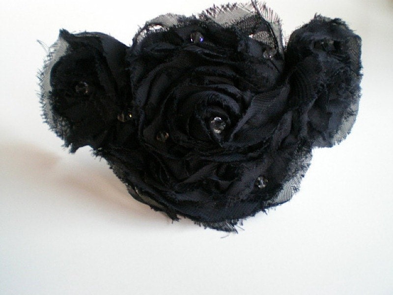 Flower Headband, Swarovski Crystal Headband, Fascinator, Shabby Flower Headband