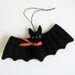 Felted animal ornament : FUZZ bat - scarf (orange)
