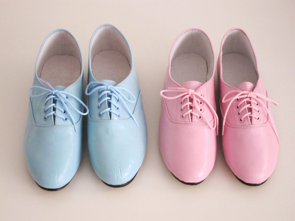 Pony oxfords flats in pastel tones (Handmade to order)