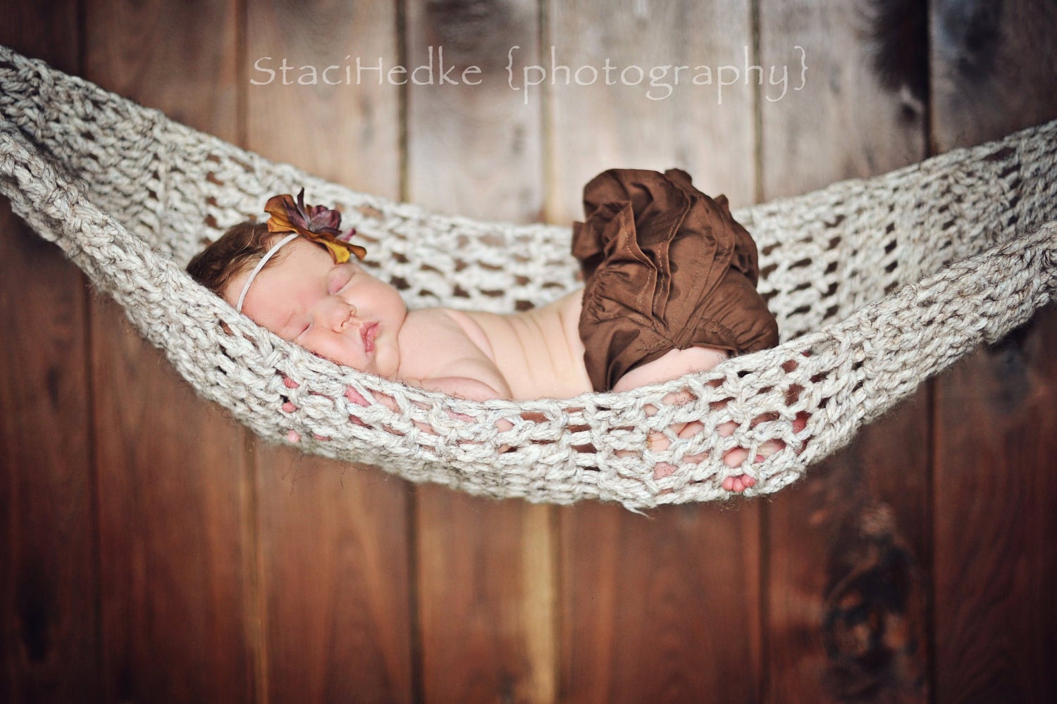 Newborn Hammock Photography Prop in Oatmeal--Custom Color Options--Custom Crocheted Props