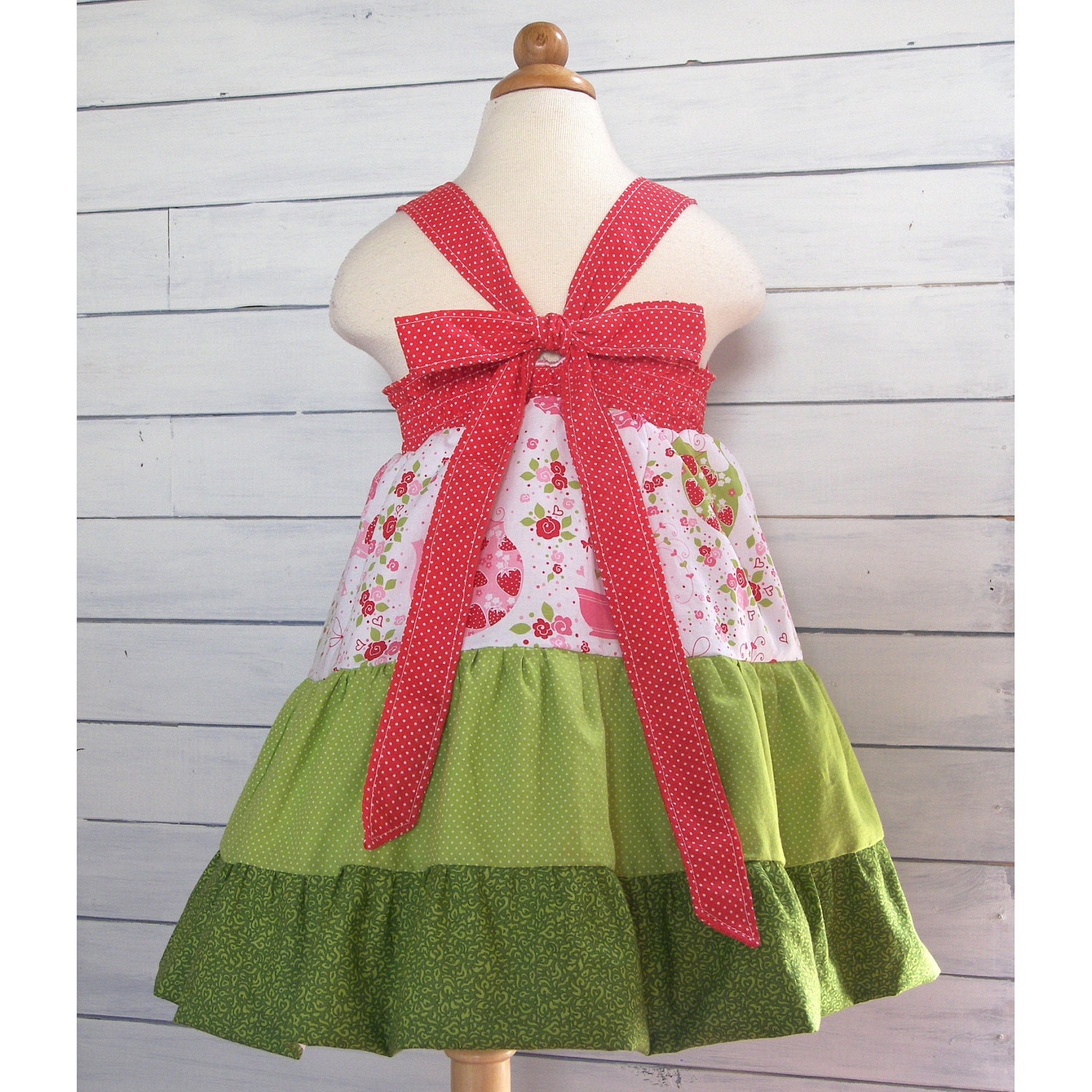 Strawberry Twirl Dress - Tiered Toddler Smocked Sundress - 12m, 18m, 2T, 3T, 4T