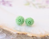Tiny Mint Green Dahlia Earrings