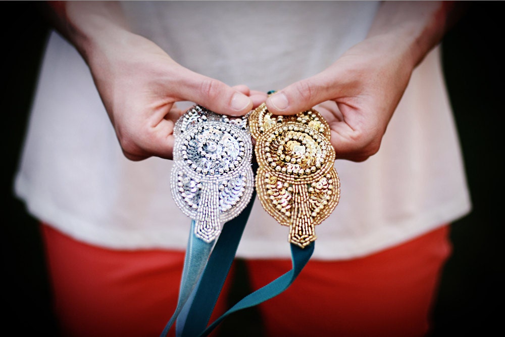 The Dorothy - Flapper Style Tie Headband in Gold or Silver