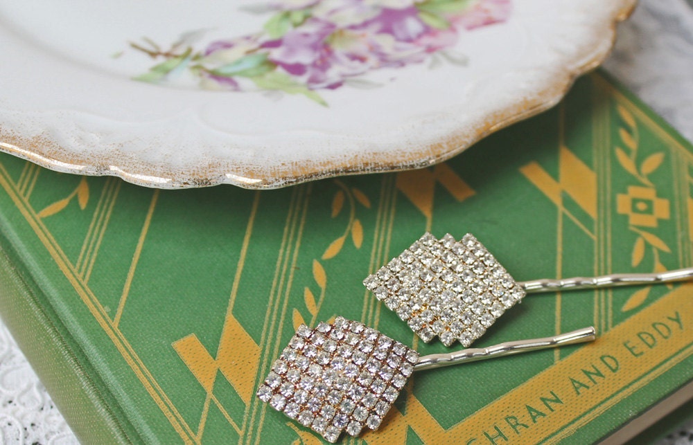 Sparkling Art Deco Rhinestone Hairpins