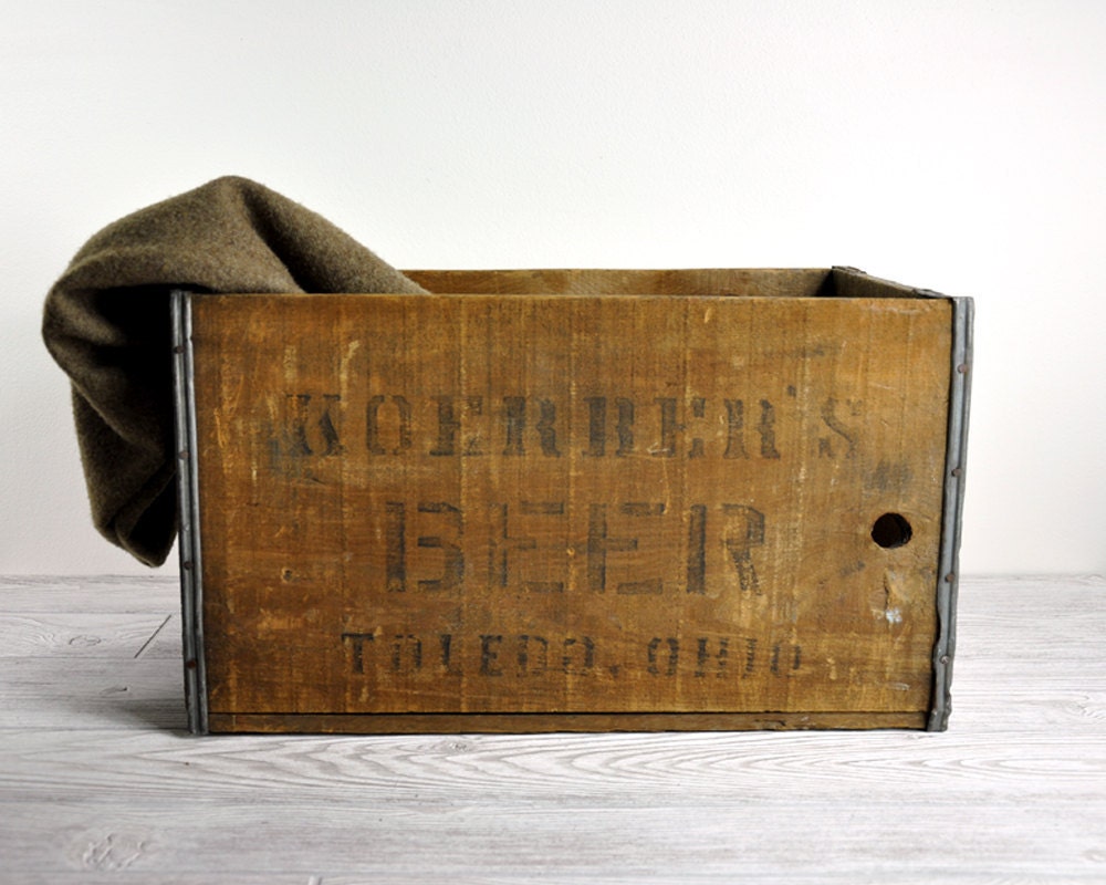 Vintage Industrial Rustic Wood Beer Crate / Industrial Storage