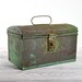 Vintage Rustic Storage Tin / Aqua Tin Box / Industrial Storage