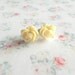 Ruffled Rose Flower Stud Earrings in Off White