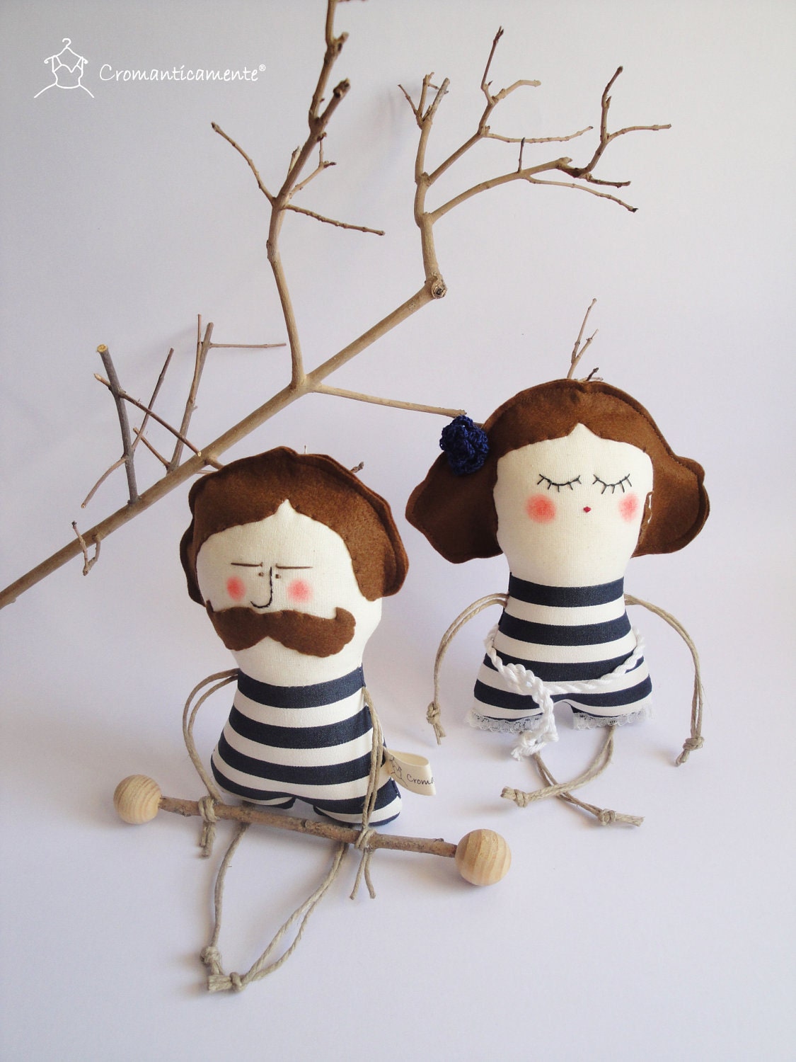 Couple of Old fashioned Fragrant Man and his Wife - Handmade in Italy -
