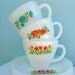 RESERVED FOR JADITESHELLS Vintage Fire King Floral Assorted Tea Cups and Saucers Set of 4