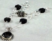 Agate Druzy, Hammered, Smoky Quartz, Gemstone Necklace, Agate Drusy, Sterling Silver Necklace