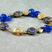 Cloisonne Bracelet, Chalcedony Bracelet, Gemstone Bracelet, Cobalt Blue, Gold Vermeil