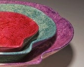 Twist Nesting Bowl (TM) Serving Home Decor Emerald Mint Green Handmade Pottery wheel thrown and altered