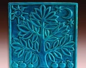 Family Tree Art Tile Anniversary Handmade Pottery Personalized Relief Carved Wedding Registry Gift IN STOCK