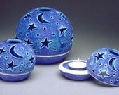 Constellation Candleholder Handmade Pottery Ceramic Luminary Shabby Chic Velvet Purple Blue Winter Home Wedding Favor Decor