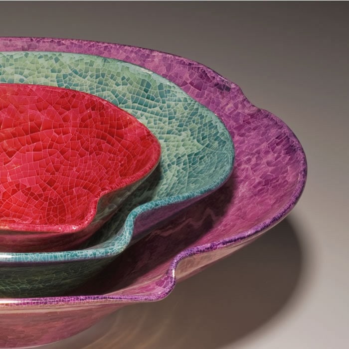 Twist Nesting Bowl (TM) Serving Home Decor Emerald Mint Green Handmade Pottery wheel thrown and altered