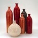 Red Home Decor, Wheel thrown ceramic Bottle, Instant Modern, Decorative Pottery vase Straight Housewares Handmade clay