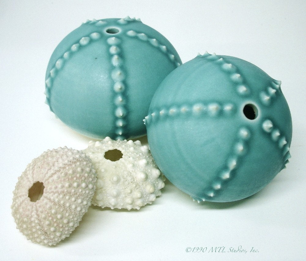 Turquoise Porcelain Sea Urchin Bud Vase/Oil Candle or not